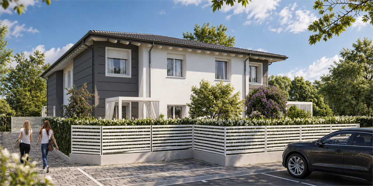 CARPI CIBENO – BELLISSIMA SOLUZIONE TERRA-CIELO “QUADRIFOGLIO” CON GIARDINO PRIVATO E GARAGE COLLEGA